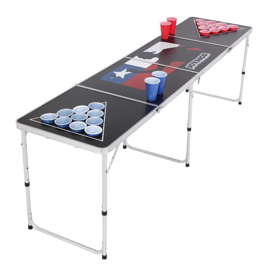 PEXMOR 8ft Portable Folding Beer Pong Table with Cup Holes White/Black