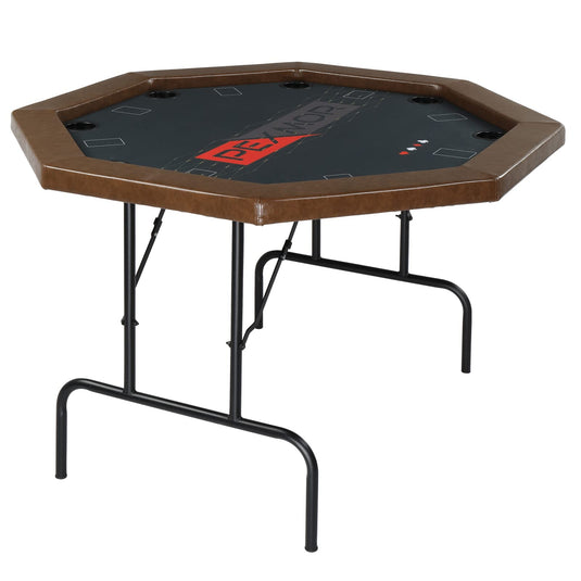 PEXMOR 8 Player Foldable Octagonal Poker Game Table with Stainless Steel Cup Holders