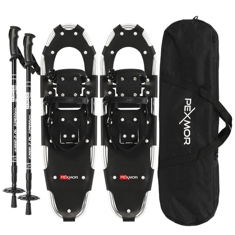 PEXMOR 3-in-1 Aluminum 21/25/30in Snowshoes Durable Terrain Snow Shoes with Poles