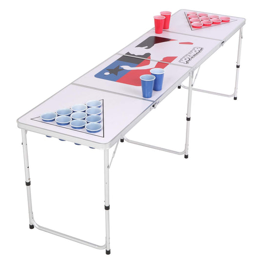 PEXMOR 8ft Portable Folding Beer Pong Table with Cup Holes White/Black –  Pexmor