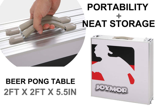 PEXMOR 8ft Portable Folding Beer Pong Table with Cup Holes White/Black
