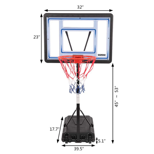 PEXMOR Pool Basketball Hoop Poolside Height Adjustable Portable Basketball Goal