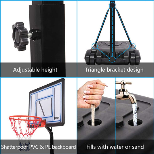 PEXMOR Pool Basketball Hoop Poolside Height Adjustable Portable Basketball Goal