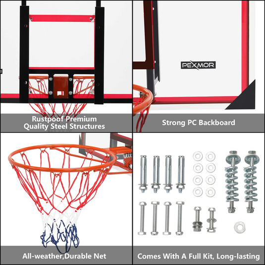 PEXMOR Basketball Hoop Set Wall-Mount Backboard Hoops