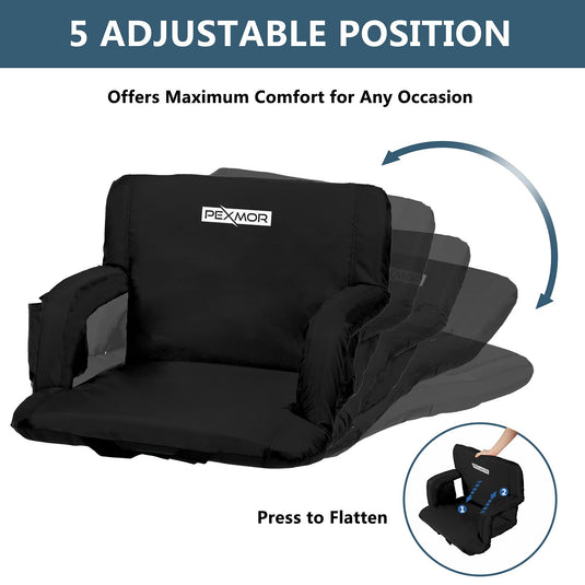 PEXMOR 21/25in Portable Padded Seats with Bag and Armrests Black/Blue