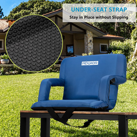 PEXMOR 21/25in Portable Padded Seats with Bag and Armrests Black/Blue