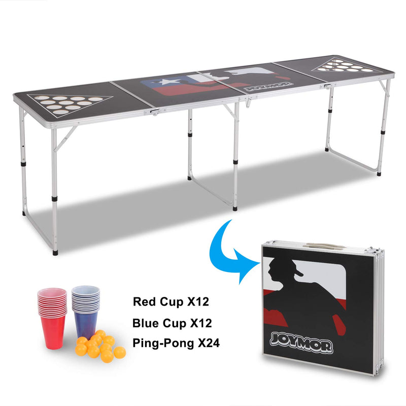 Load image into Gallery viewer, PEXMOR 8ft Portable Folding Beer Pong Table with Cup Holes White/Black
