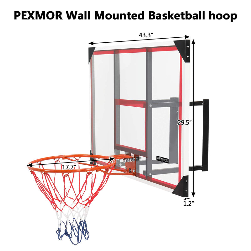 Load image into Gallery viewer, PEXMOR Basketball Hoop Set Wall-Mount Backboard Hoops
