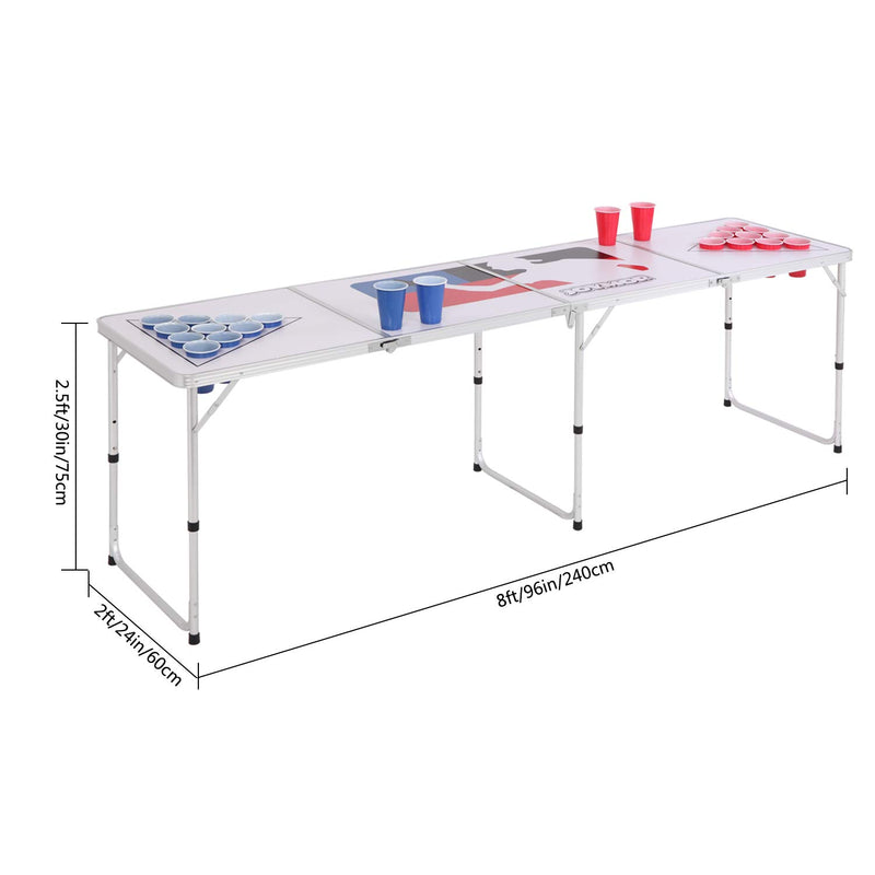 Load image into Gallery viewer, PEXMOR 8ft Portable Folding Beer Pong Table with Cup Holes White/Black
