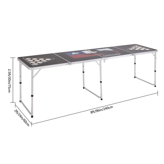 PEXMOR 8ft Portable Folding Beer Pong Table with Cup Holes White/Black
