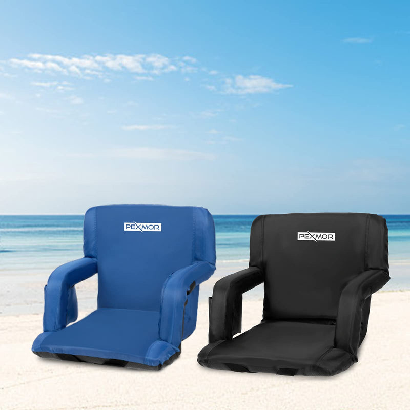 Load image into Gallery viewer, PEXMOR 21/25in Portable Padded Seats with Bag and Armrests Black/Blue
