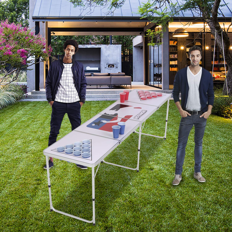 Load image into Gallery viewer, PEXMOR 8ft Portable Folding Beer Pong Table with Cup Holes White/Black
